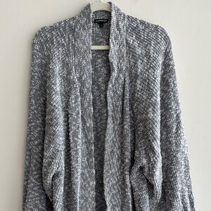 Express Women’s Long Marbled Grey Balloon Sleeve Cardigan, Size Medium